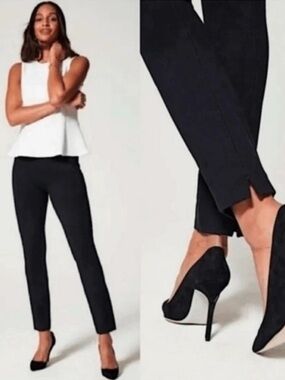 NWT SPANX Back Seam Skinny Ponte Pants Classic Black Pull On Sz XS business